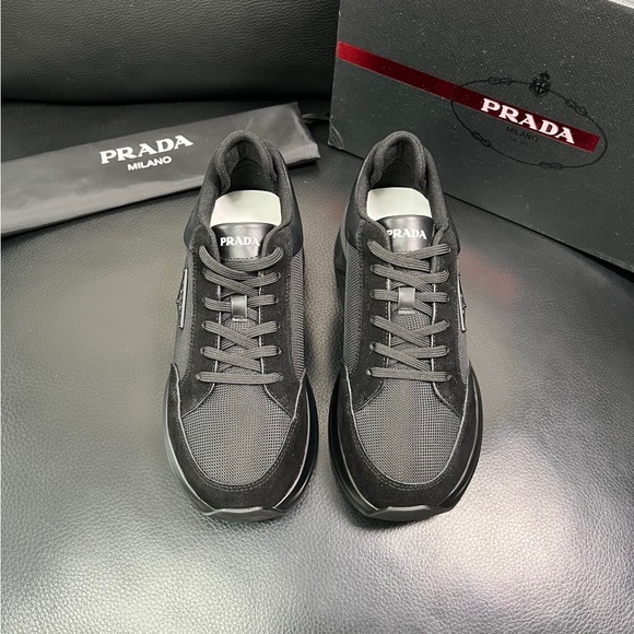 Prada Men's Gray and Black Sneakers - Picture 3 of 6